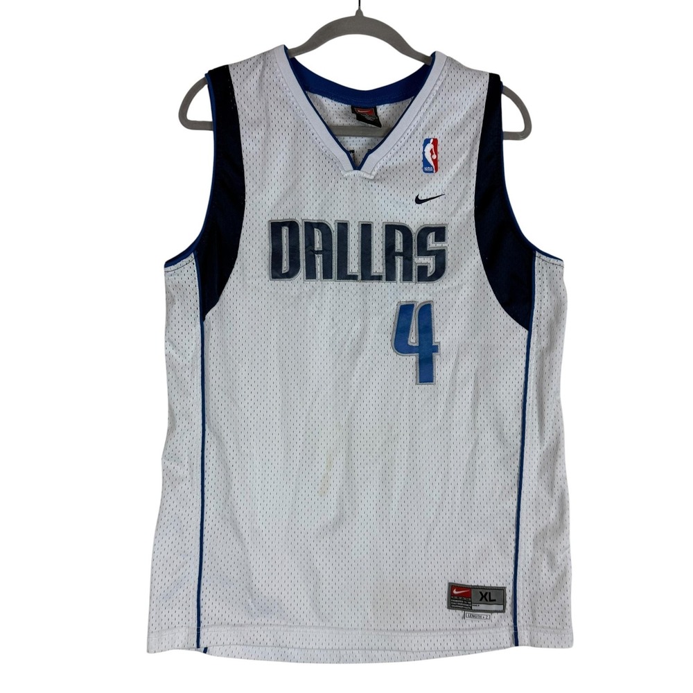 Dallas Mavericks Jersey Youth XL White NBA Basketball Nike Finley 4 Length+2 VTG